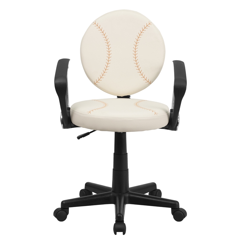 Flash Furniture Baseball Office Swivel Chair with Arms in Cream