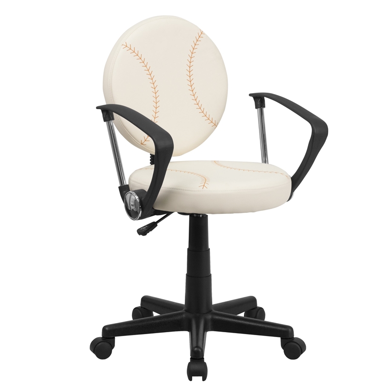 Flash Furniture Baseball Office Swivel Chair with Arms in Cream