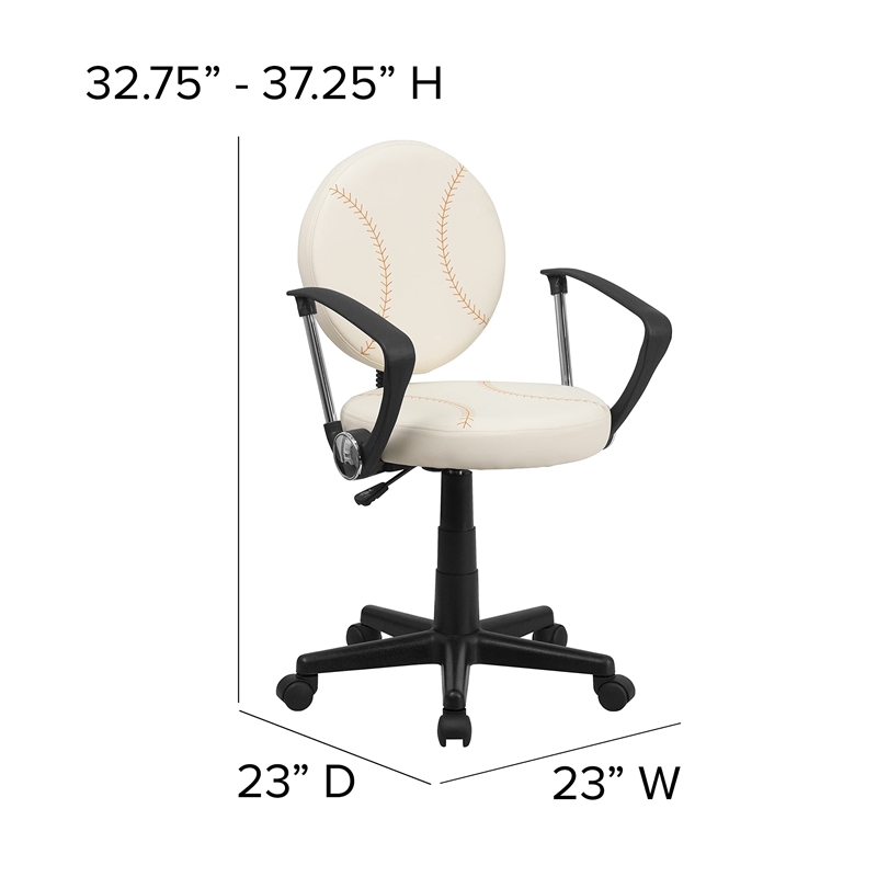 Flash Furniture Baseball Office Swivel Chair with Arms in Cream