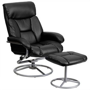 flash furniture contemporary leather recliner and ottoman with black base