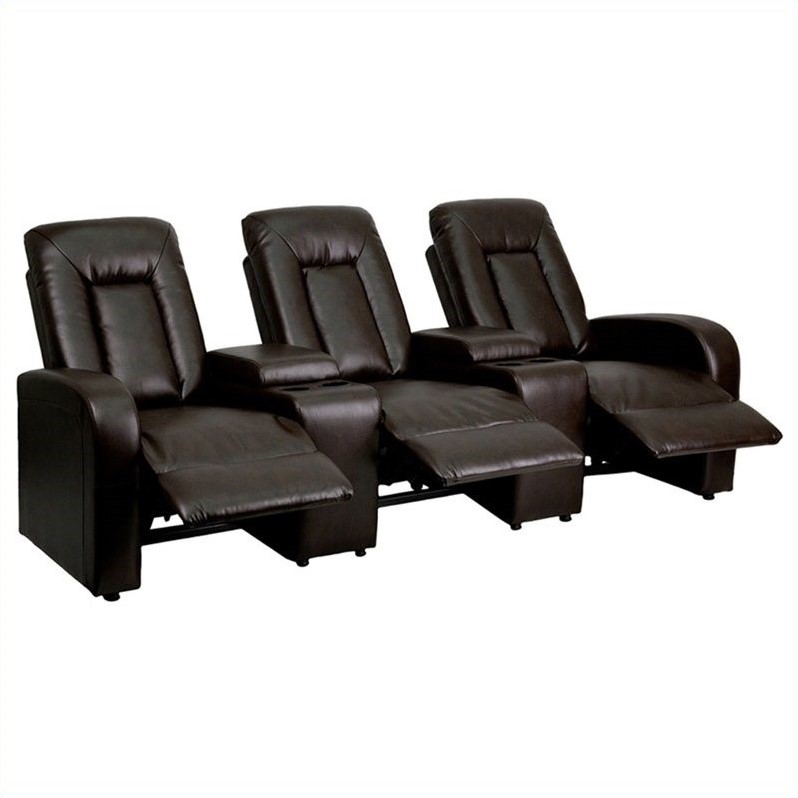 Flash Furniture 3 Seat Home Theater Recliner in Brown