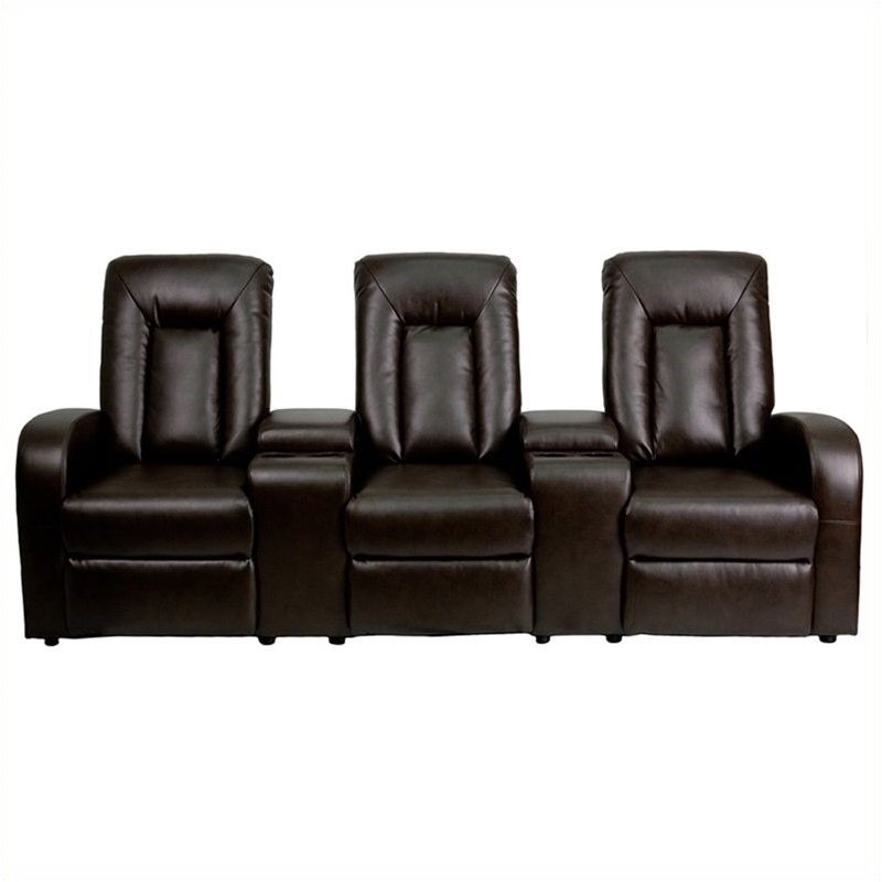 Flash Furniture 3 Seat Home Theater Recliner in Brown | Cymax Business