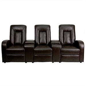 flash furniture eclipse leather reclining home theater seating in brown