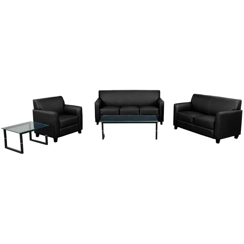 Flash Furniture Hercules Diplomat Series Reception Set in Black Bush