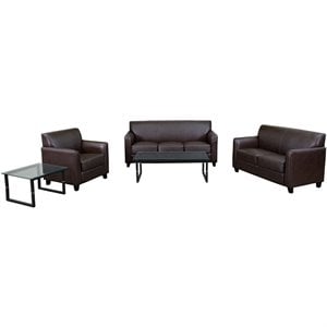 Flash Furniture Hercules Diplomat Series Reception Set in Brown