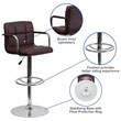 Flash Furniture Quilted Adjustable Bar Stool with Arms in Brown