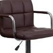 Flash Furniture Quilted Adjustable Bar Stool with Arms in Brown