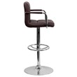 Flash Furniture Quilted Adjustable Bar Stool with Arms in Brown