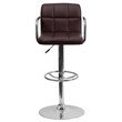 Flash Furniture Quilted Adjustable Bar Stool with Arms in Brown