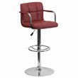 Flash Furniture Quilted Adjustable Bar Stool with Arms in Burgundy