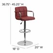 Flash Furniture Quilted Adjustable Bar Stool with Arms in Burgundy