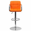 Flash Furniture Quilted Adjustable Bar Stool with Arms in Orange