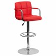 Flash Furniture Quilted Adjustable Bar Stool with Arms in Red