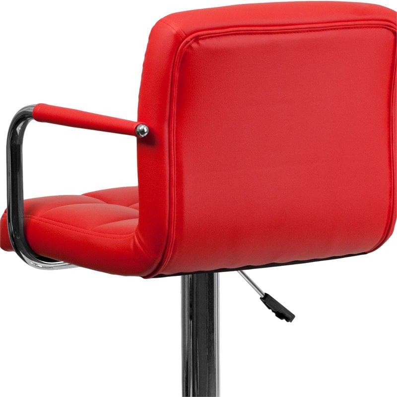Flash Furniture Quilted Adjustable Bar Stool with Arms in Red