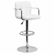 Flash Furniture Quilted Adjustable Bar Stool with Arms in White