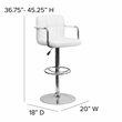 Flash Furniture Quilted Adjustable Bar Stool with Arms in White