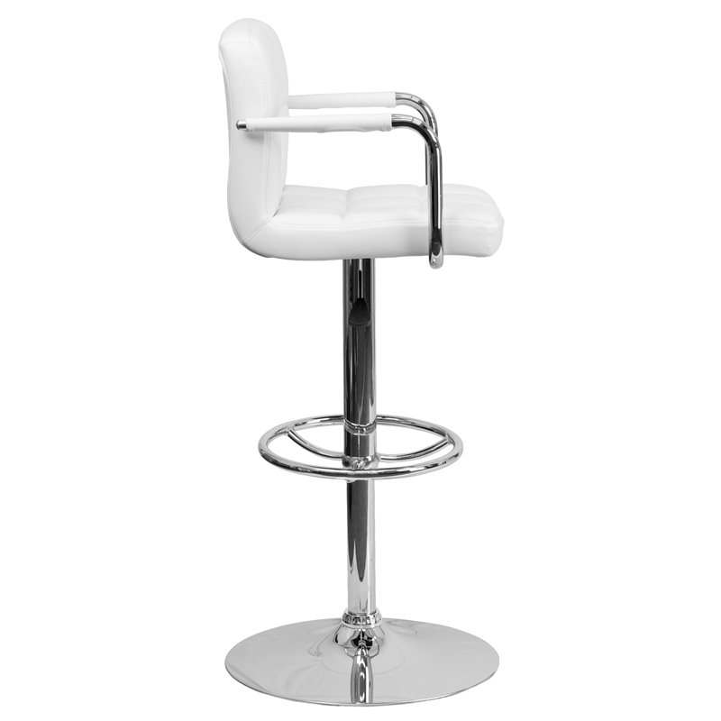 Flash Furniture Quilted Adjustable Bar Stool with Arms in White