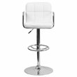 Flash Furniture Quilted Adjustable Bar Stool with Arms in White