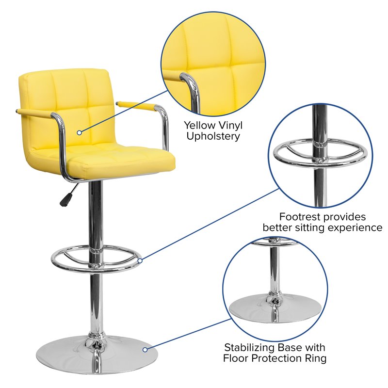 yellow bar stools with arms