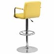 Flash Furniture Quilted Adjustable Bar Stool with Arms in Yellow