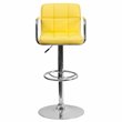 Flash Furniture Quilted Adjustable Bar Stool with Arms in Yellow