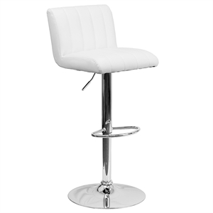 Flash Furniture Quilted 25&quot to 35&quot Adjustable Bar Stool in White