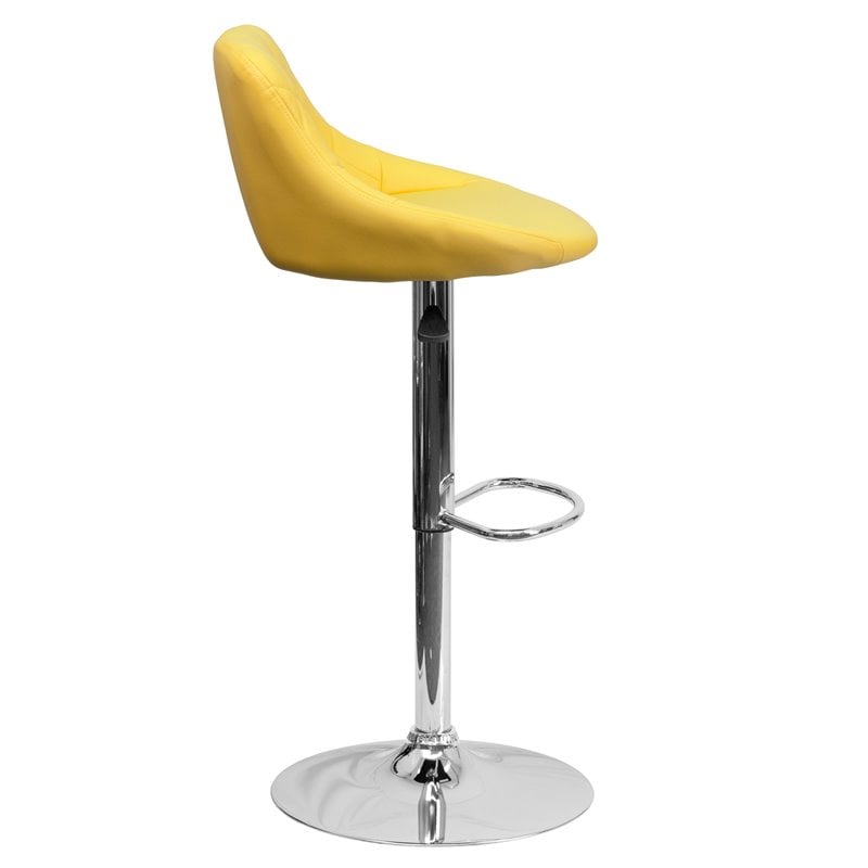 Flash Furniture Adjustable Quilted Bucket Seat Bar Stool in Yellow
