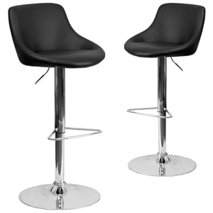 Flash Furniture 25&quot to 34&quot Adjustable Bucket Seat Bar Stool in Black