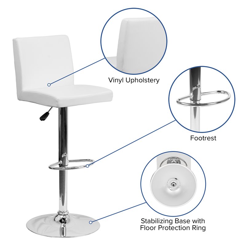 Flash Furniture Contemporary Bar Stool in White