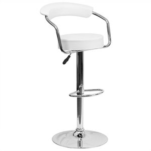 Flash Furniture25&quot to 33&quot  Adjustable Bar Stool with Arms in White