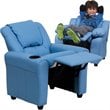 Flash Furniture Vinyl Recliner with Cup Holder and Headrest in Light Blue