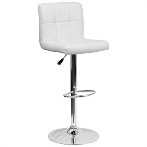 Flash Furniture 25.25&quot-34&quot Adjustable Swivel Quilted Vinyl Bar Stool in White