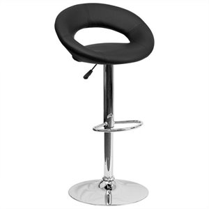 flash furniture contemporary faux leather rounded low orbit back adjustable bar stool