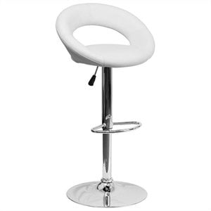Flash Furniture 24&quot to 33&quot Rounded Back Adjustable Bar Stool in White