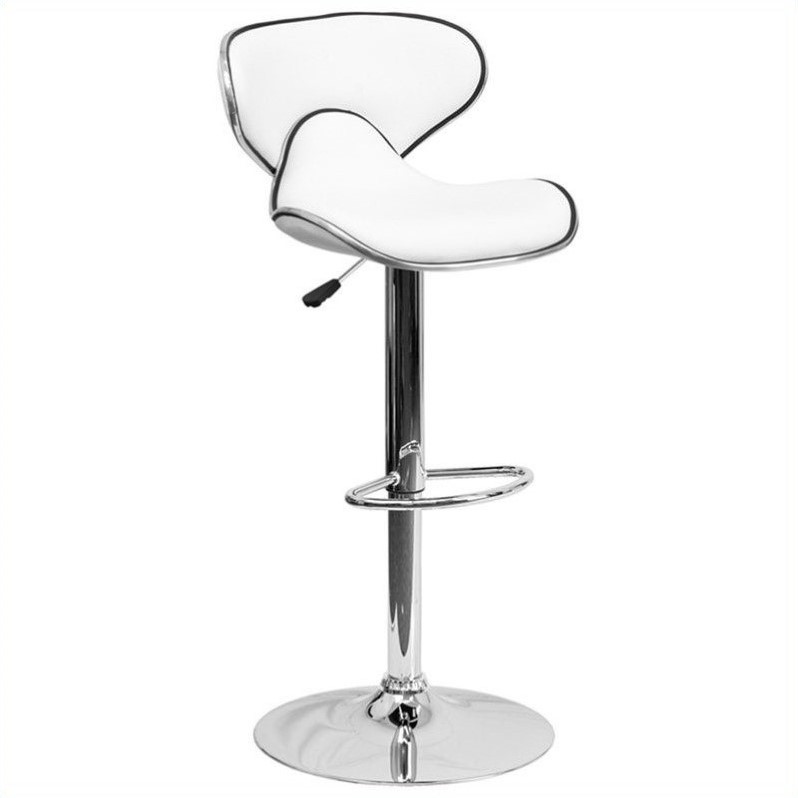 Flash Furniture 24 to 33 Mid Back Cozy Adjustable Bar Stool in White