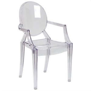 flash furniture ghost dining chair with arms in transparent crystal