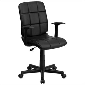 Flash Furniture Mid Back Quilted Office Swivel Chair with Arms in Black