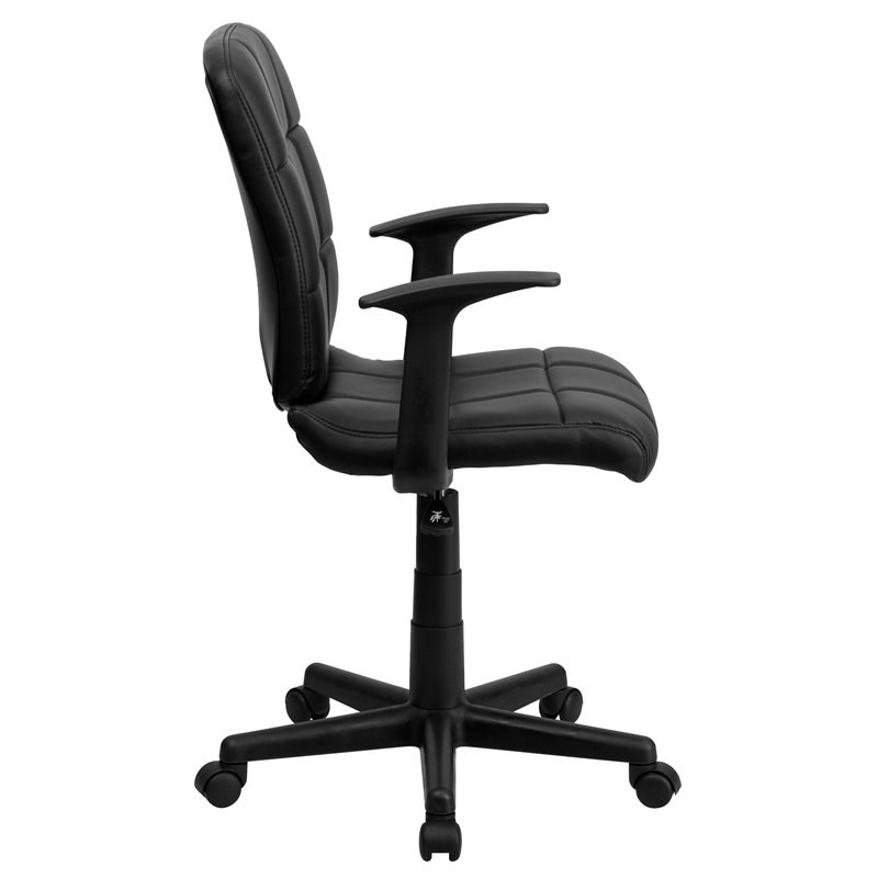 Flash Furniture Mid Back Quilted Office Swivel Chair with Arms in Black