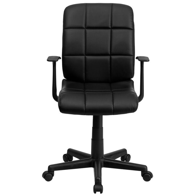 Flash Furniture Mid Back Quilted Office Swivel Chair with Arms in Black
