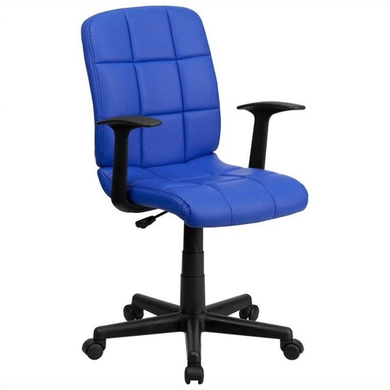 Flash Furniture Mid Back Quilted Office Swivel Chair with Arms in Blue