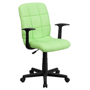 Flash Furniture Mid Back Quilted Office Swivel Chair with Arms in Green