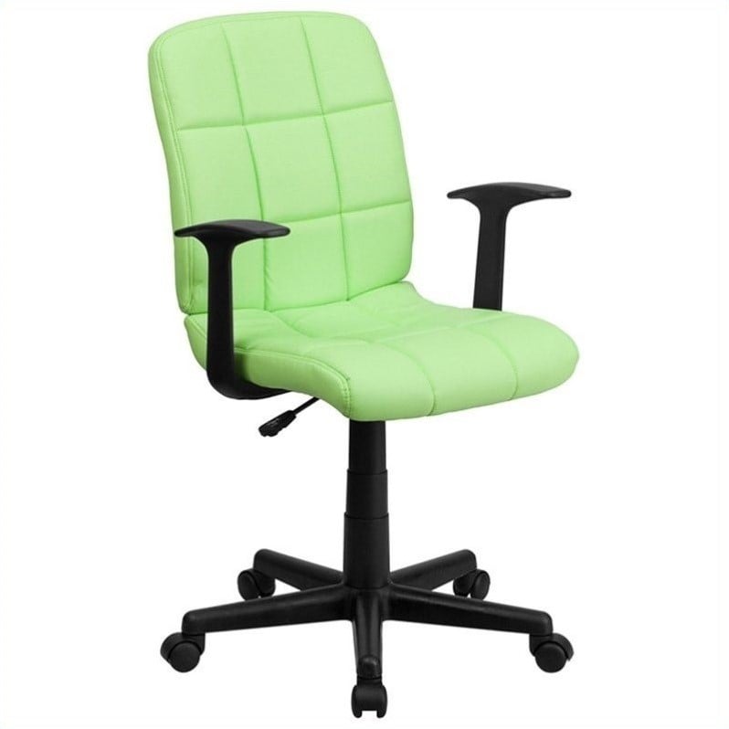 Flash Furniture Mid Back Quilted Office Swivel Chair with Arms in Green