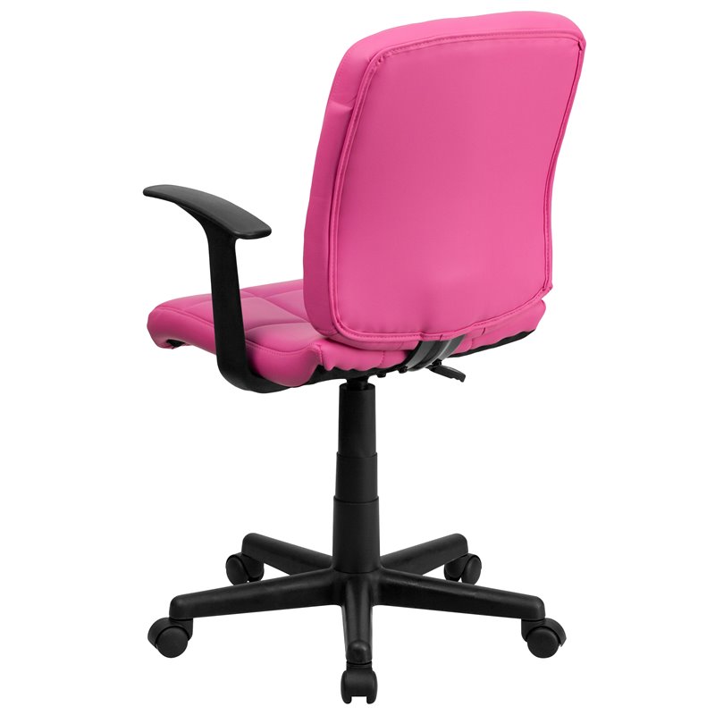 Flash Furniture Mid Back Quilted Office Swivel Chair with Arms in Pink