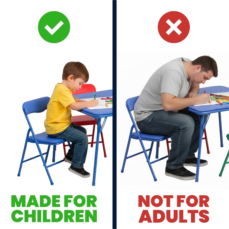 Flash Furniture 3 Pc Kids Folding Table Set In Blue