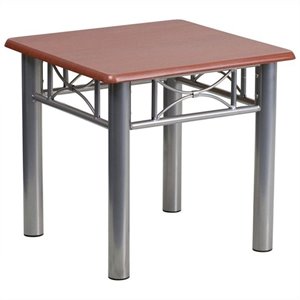 flash furniture contemporary laminate wood top end table with silver steel frame