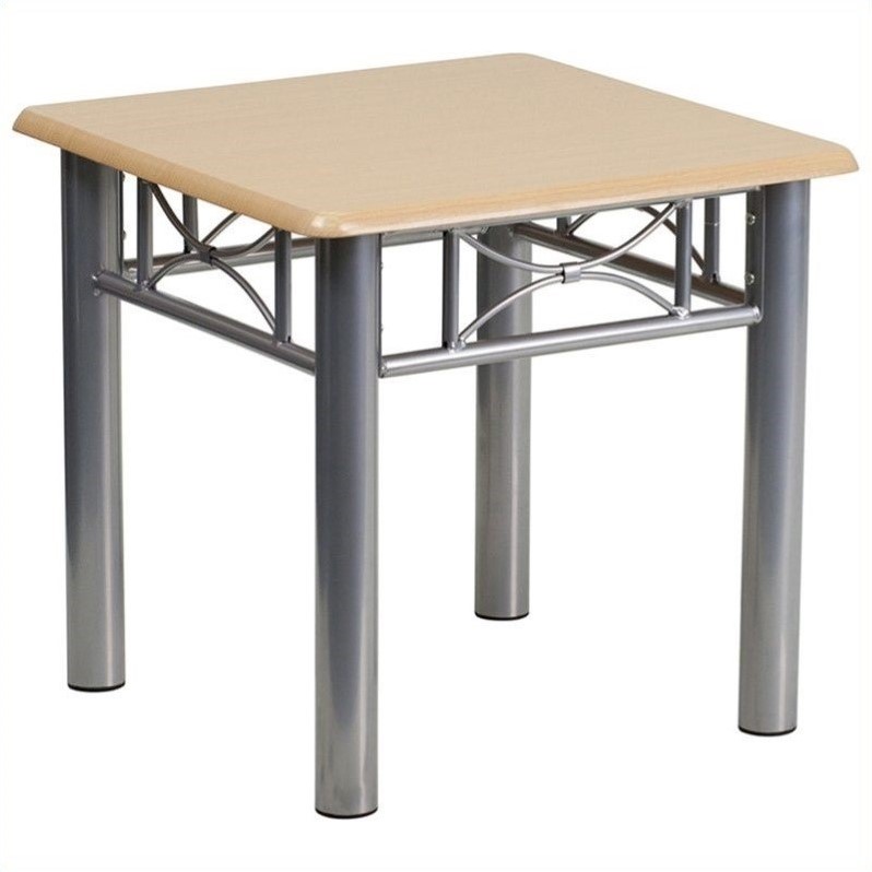 Flash Furniture Laminate End Table with Silver Steel Frame in  Natural