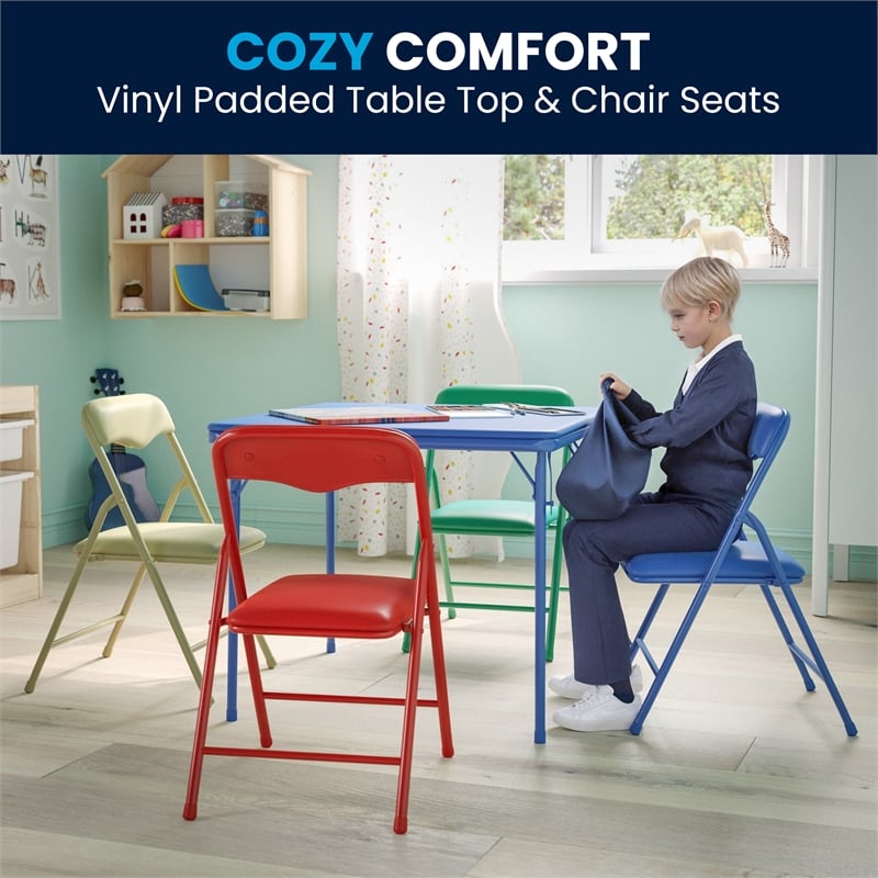Flash Furniture 5 Pc Kids Folding Table Set In Blue