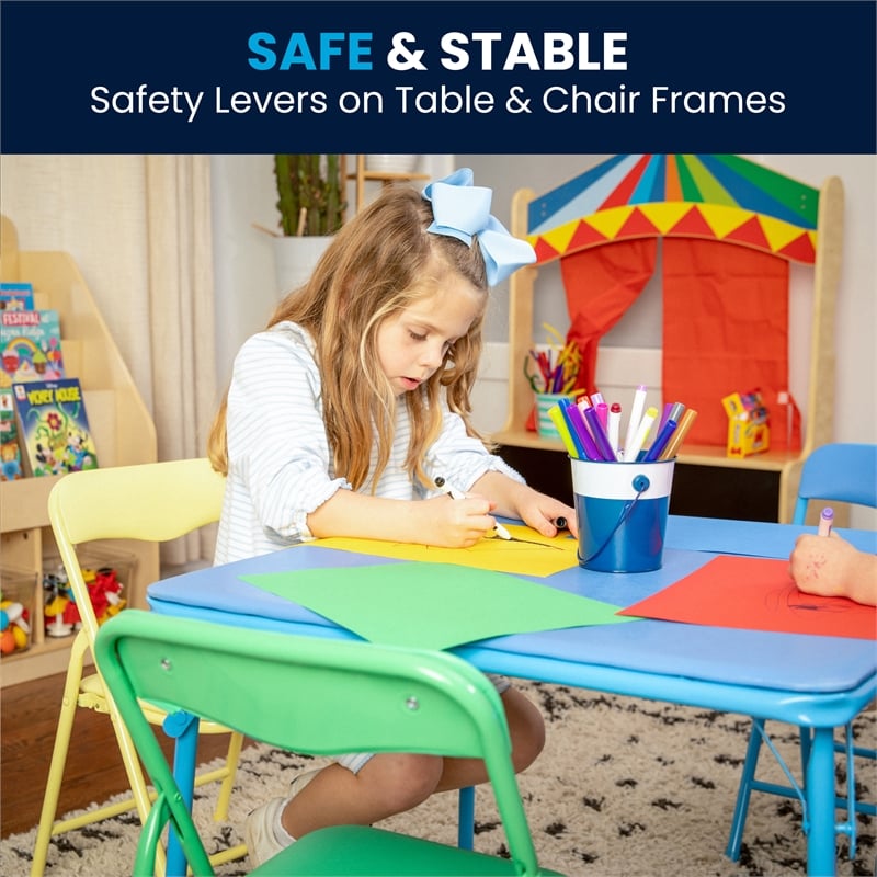 Flash Furniture 5 Pc Kids Folding Table Set In Blue