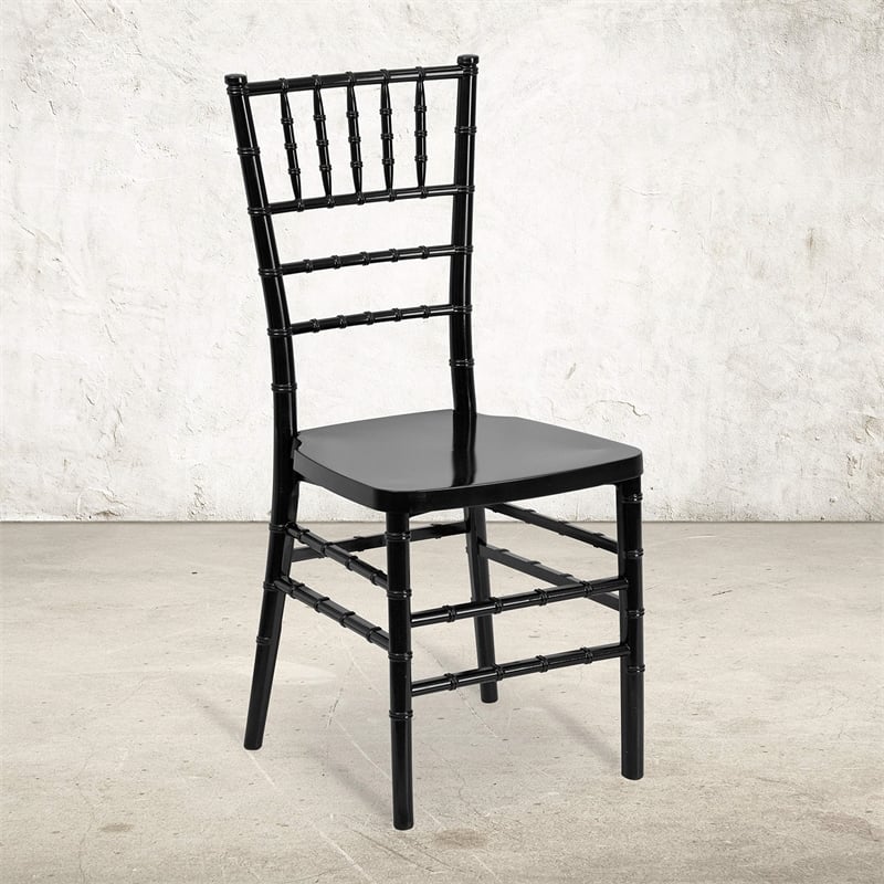 Flash Furniture Elegance Stacking Chiavari Dining Chair in Black