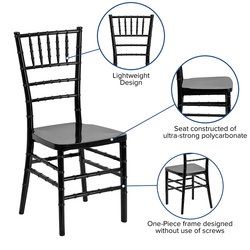 Flash Furniture Elegance Stacking Chiavari Dining Chair in Black